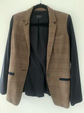 Club Monaco Brown Plaid Blazer with Black Sleeves